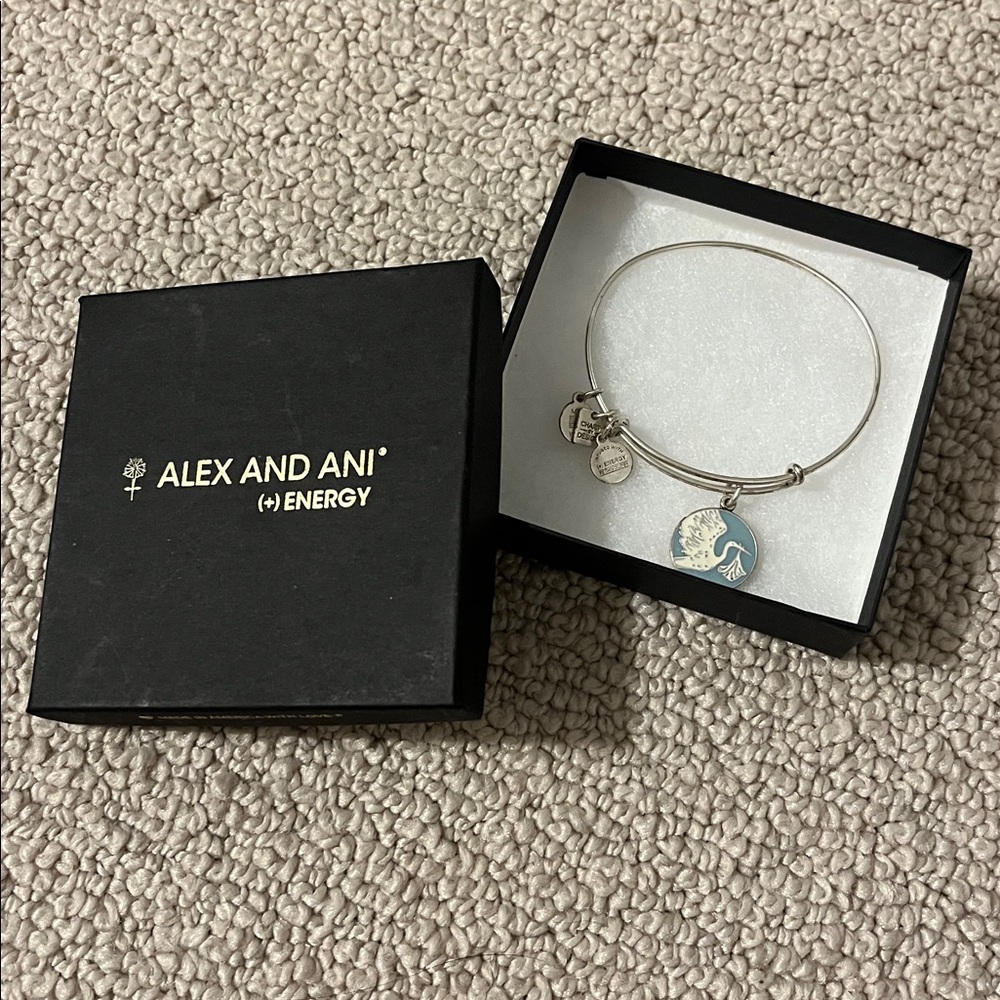 Alex and Ani Silver and Blue Charm Bracelet